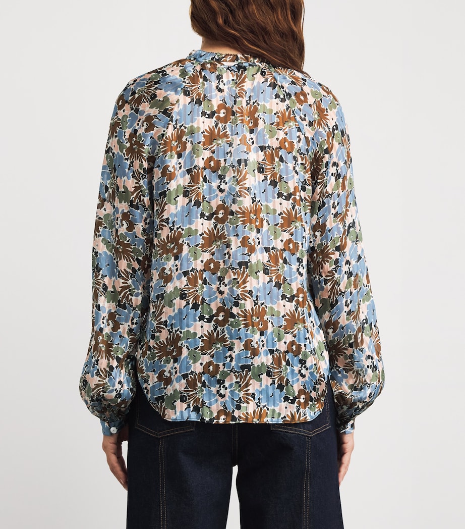 Veronica Beard Multi Silk Floral Linds Blouse