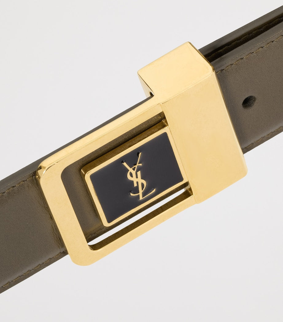 Black Leather Logo Belt