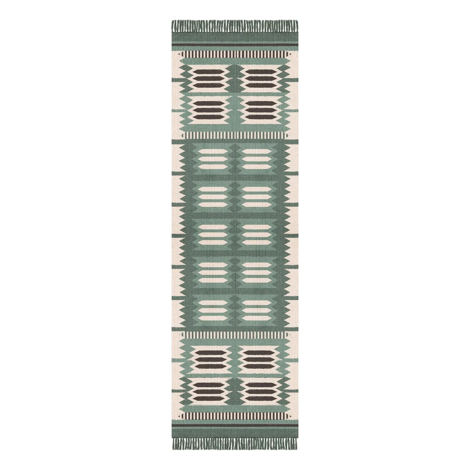 Layered - Röllakan Hilma wool corridor rug | Green
