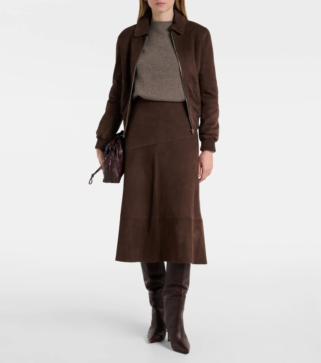 Yves Salomon - Suede midi skirt