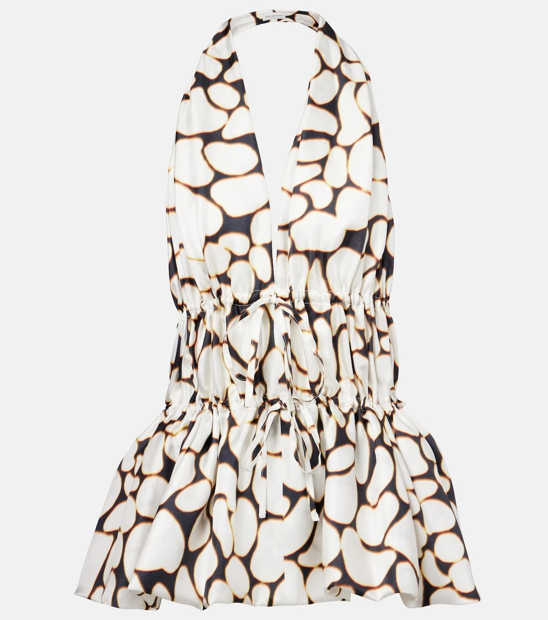 Dries Van Noten - Baskılı halter yaka ipek twill bluz