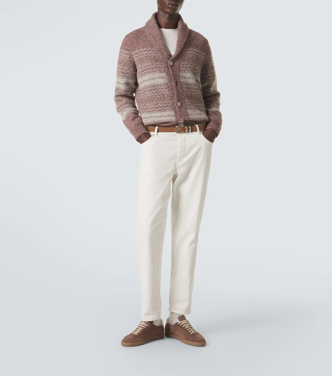 Brunello Cucinelli - Leather-trimmed suede sneakers