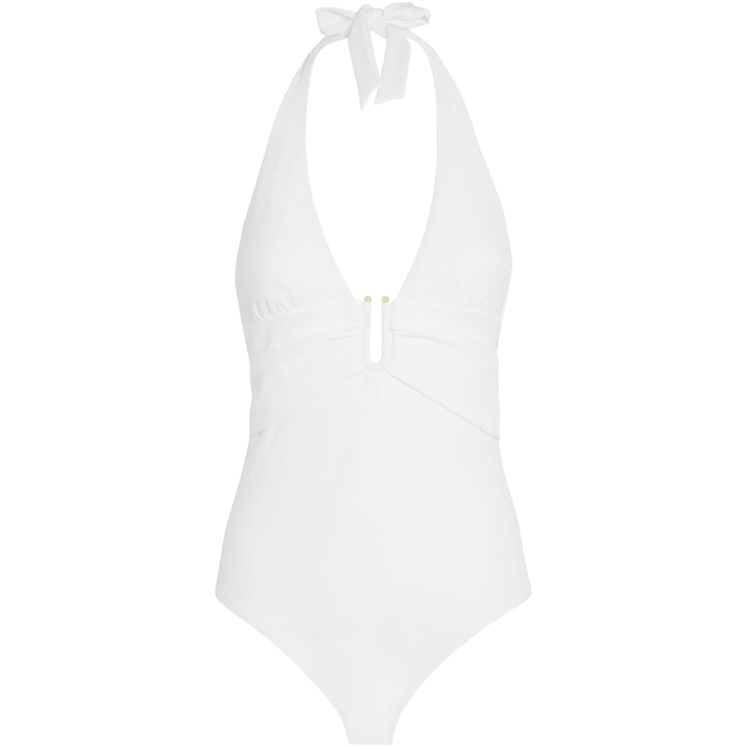 Heidi Klein White Plunge U-Bar Swimsuit