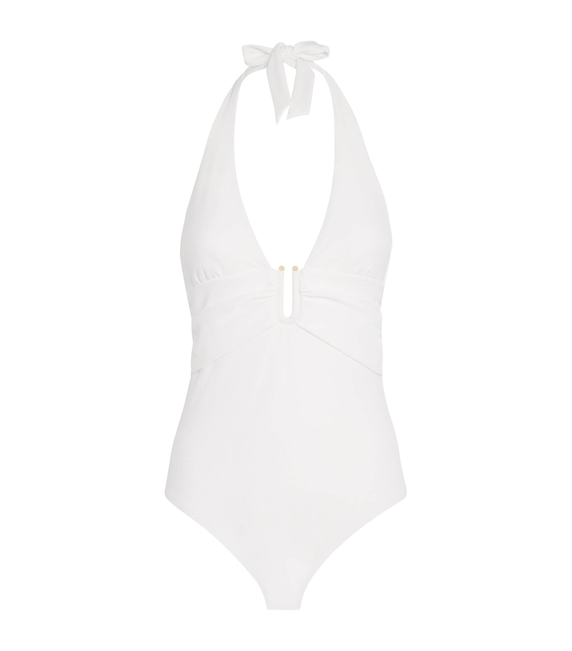 Heidi Klein White Plunge U-Bar Swimsuit