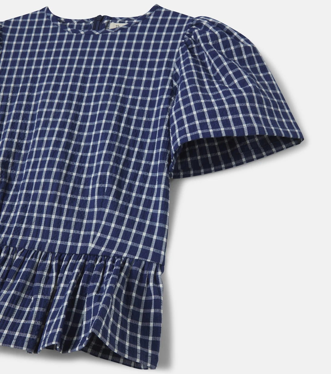 The New Society - Jasmine gingham cotton seersucker top