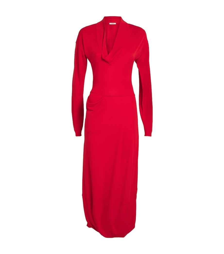 Lemaire Red Pocket-Detail Cowl-Neck Midi Dress