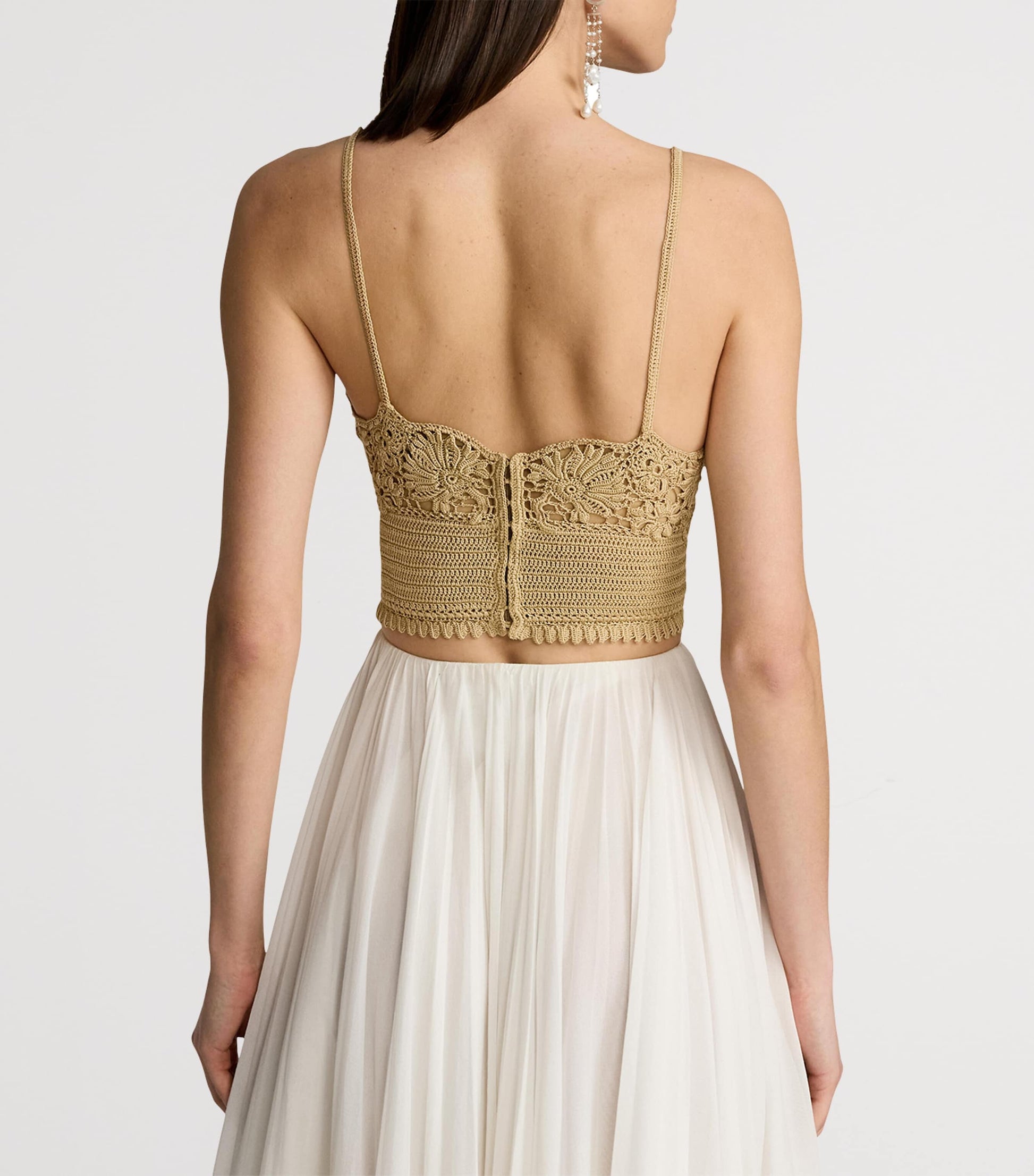 Ralph Lauren Collection Beige Silk Crochet Bralette