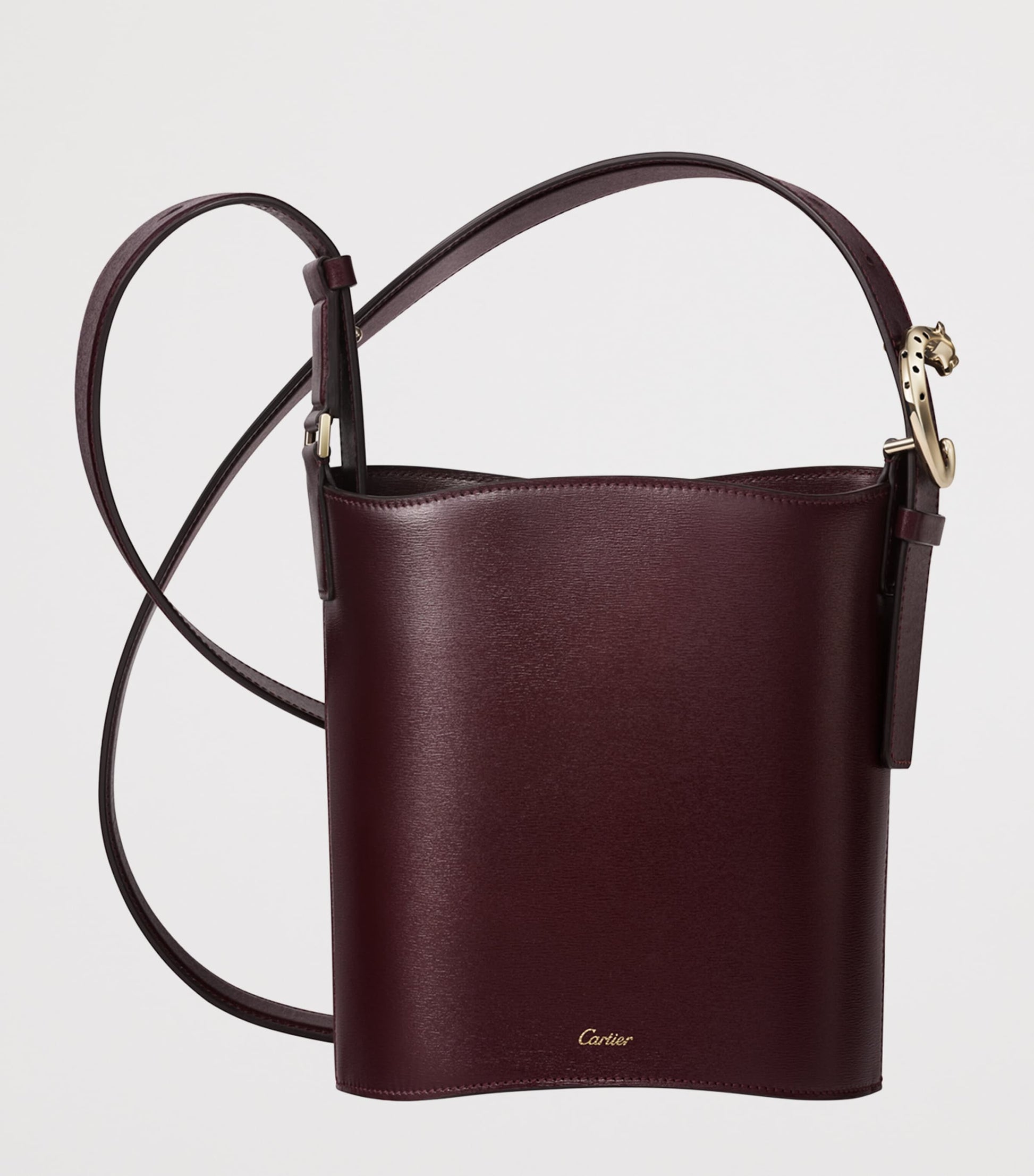 Cartier Burgundy Mini Leather Panthère C de Cartier Bucket Bag
