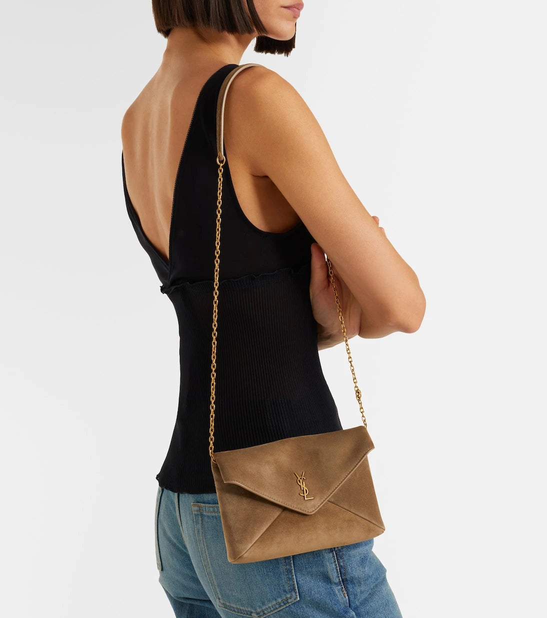 Saint Laurent - Cassandre Small suede clutch
