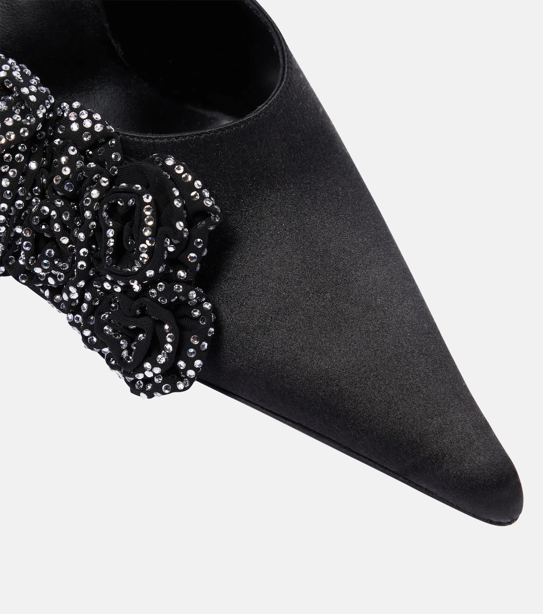 Magda Butrym - Floral-appliqué embellished satin mules
