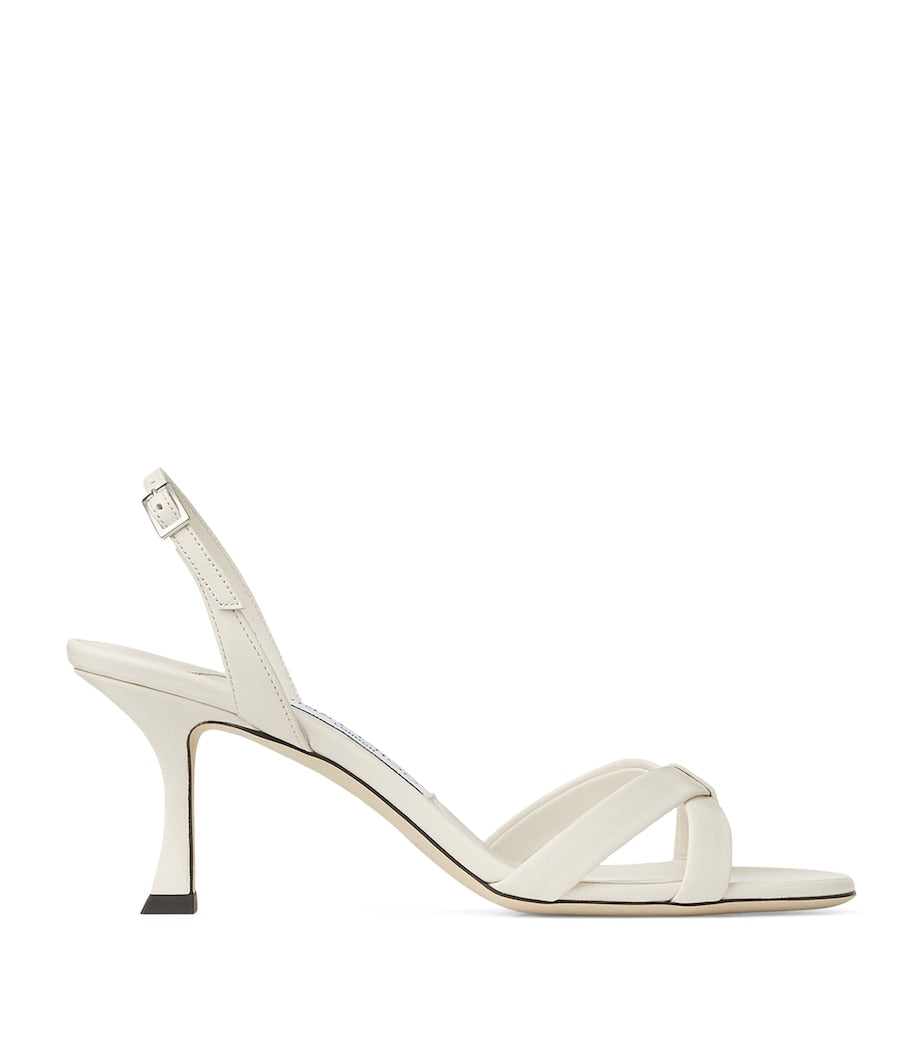 White Elsy 70 Leather Heeled Sandals