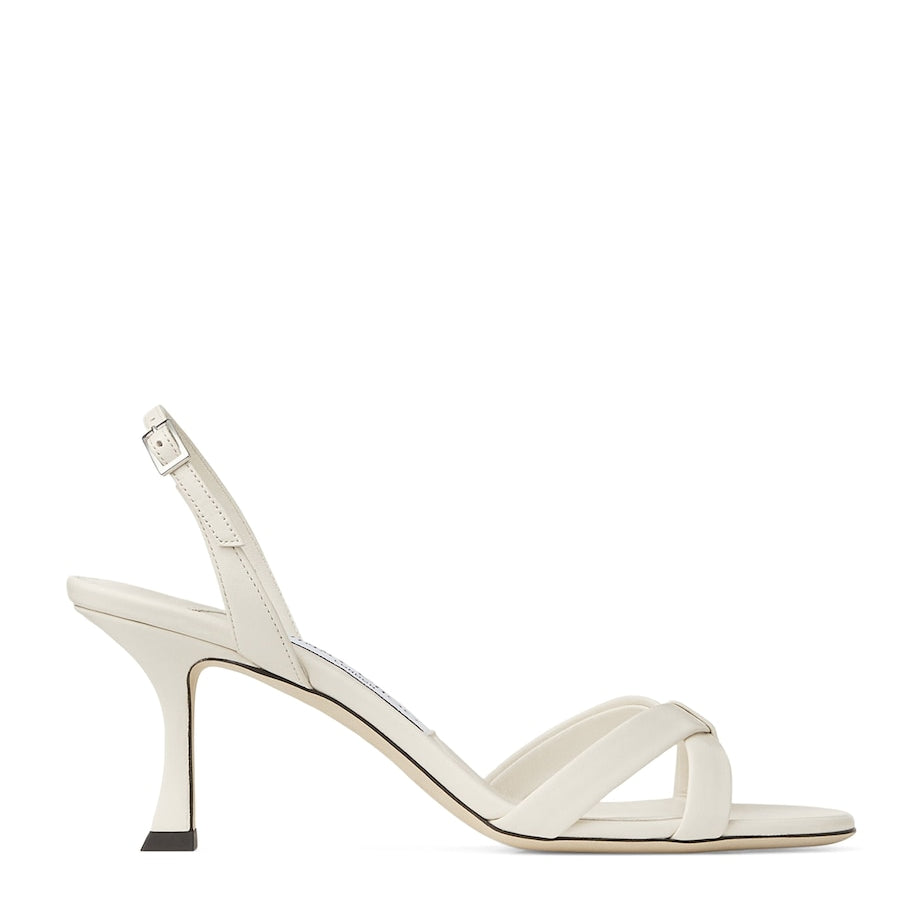 White Elsy 70 Leather Heeled Sandals