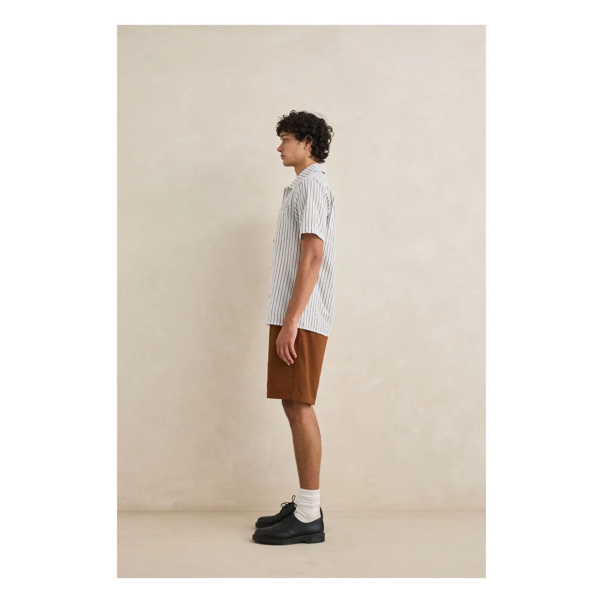 Rhythm - Striped Short Sleeve Shirt | Light grey
