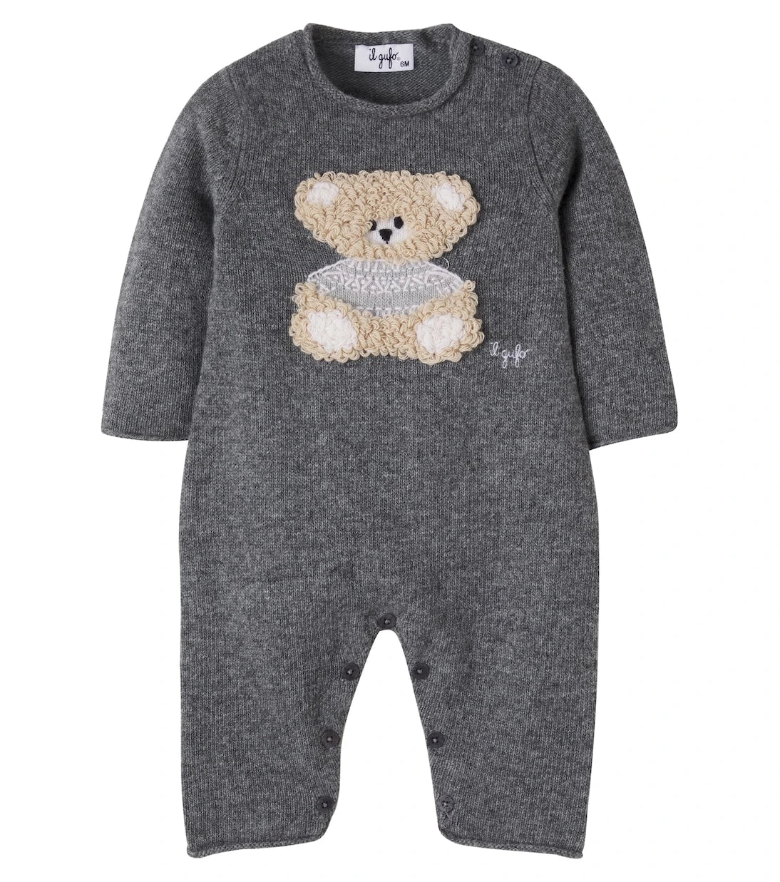 Il Gufo - Baby embroidered virgin wool onesie