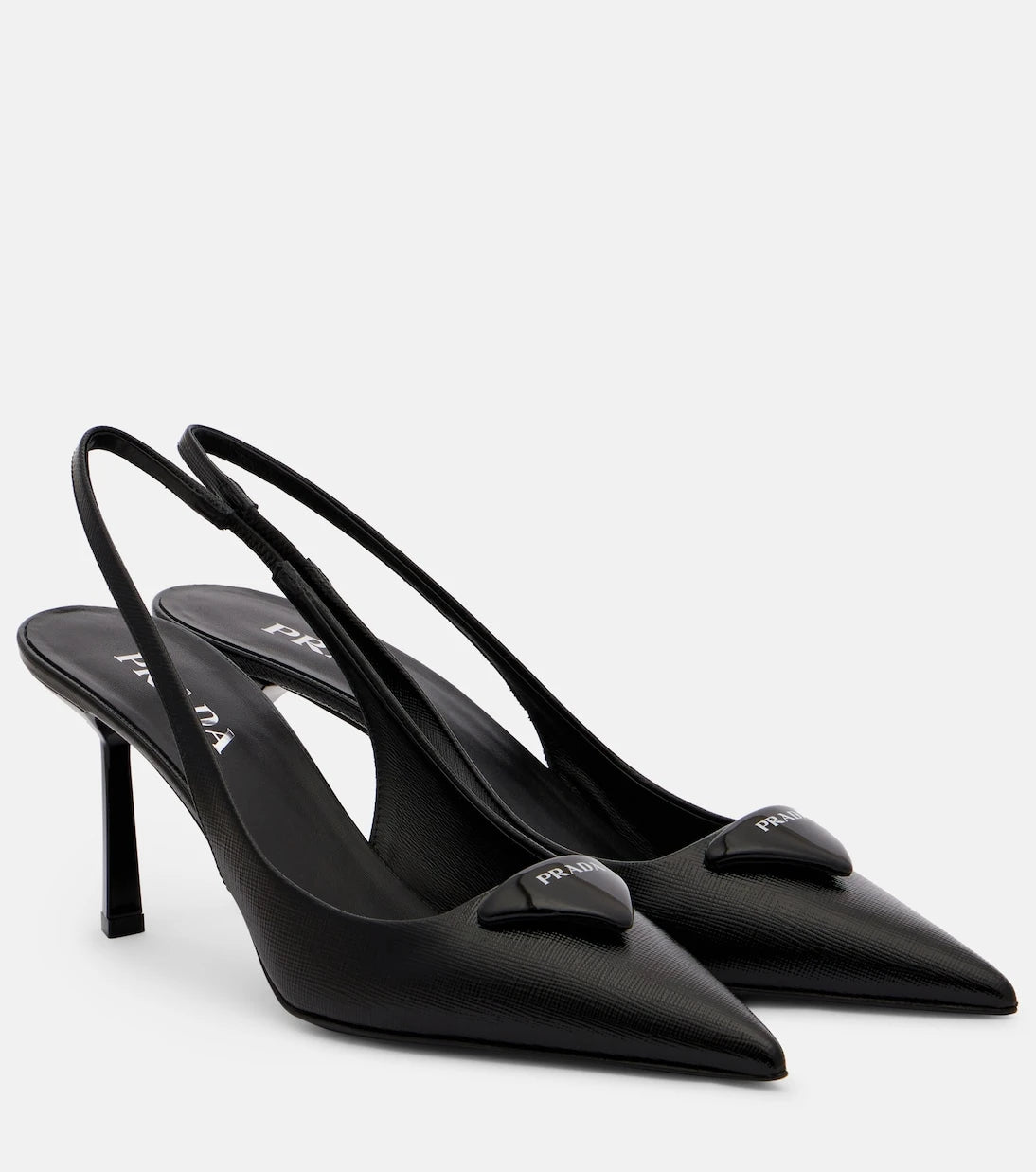 Prada - Saffiano deri slingback topuklu ayakkabılar