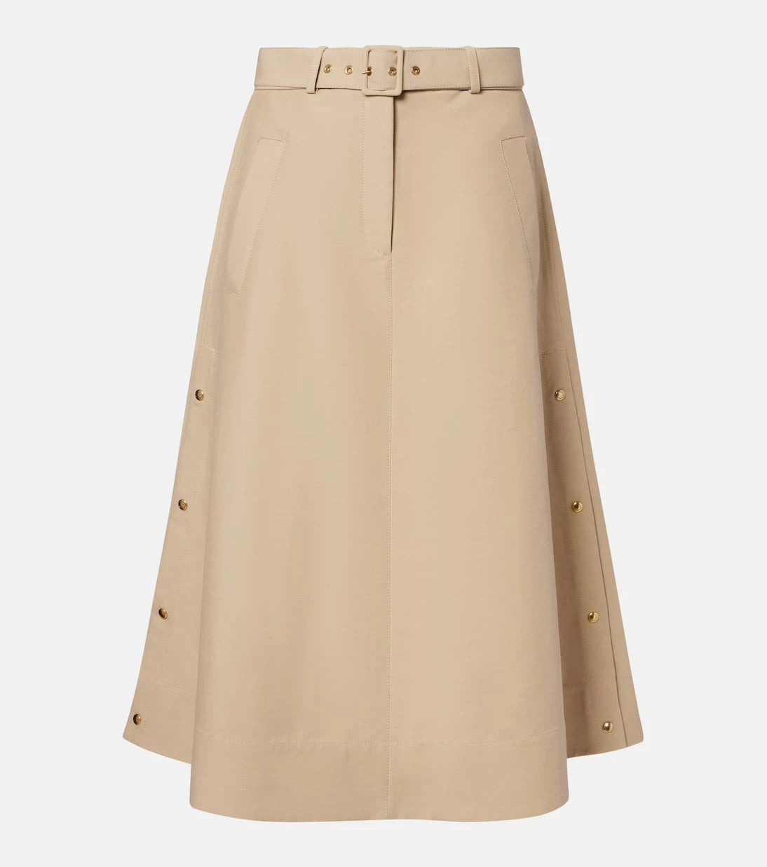 Moncler - Belted cotton midi skirt