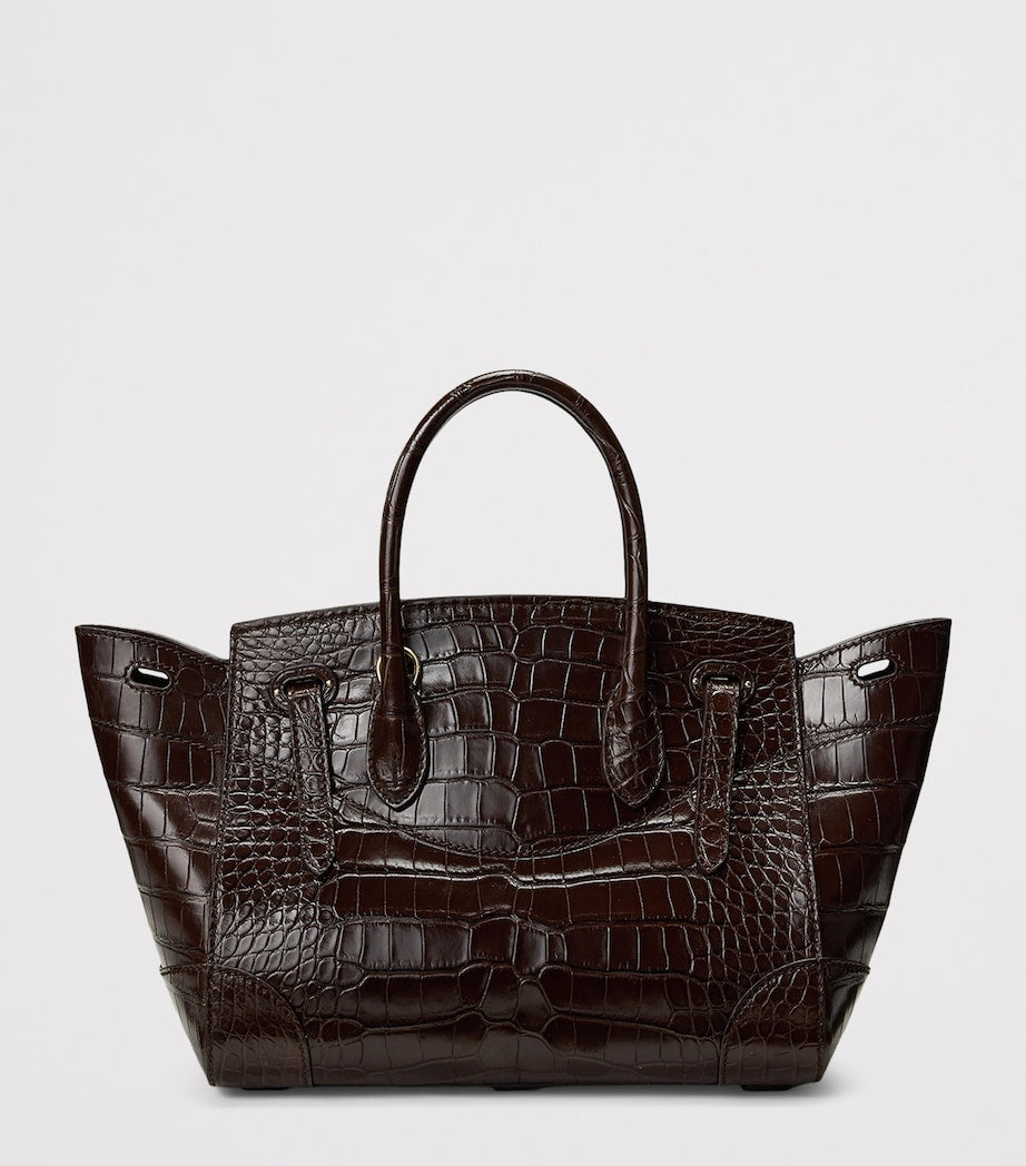 Brown Alligator Leather Ricky 27 Top-Handle Bag