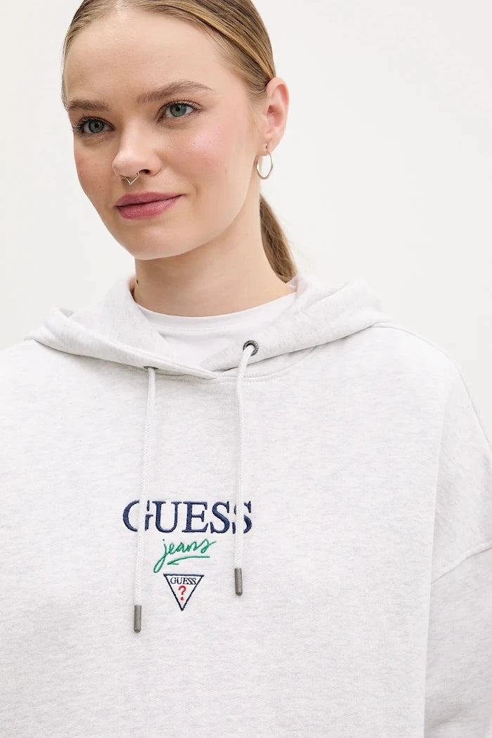 Guess Jeans kadın pamuklu kapüşonlu sweatshirt