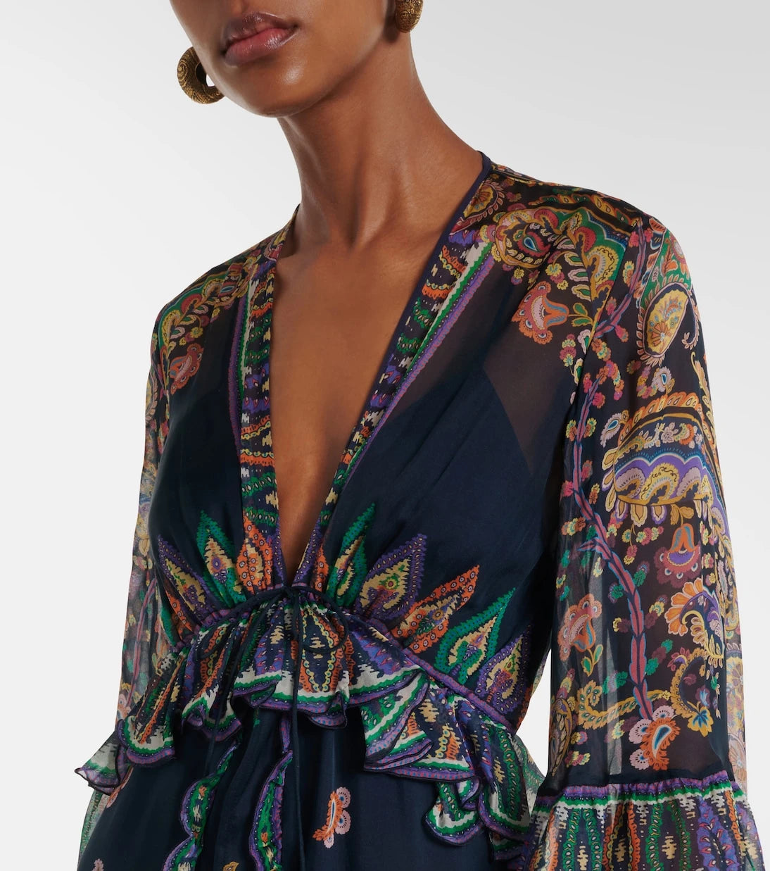 Etro - Paisley tiered silk chiffon gown