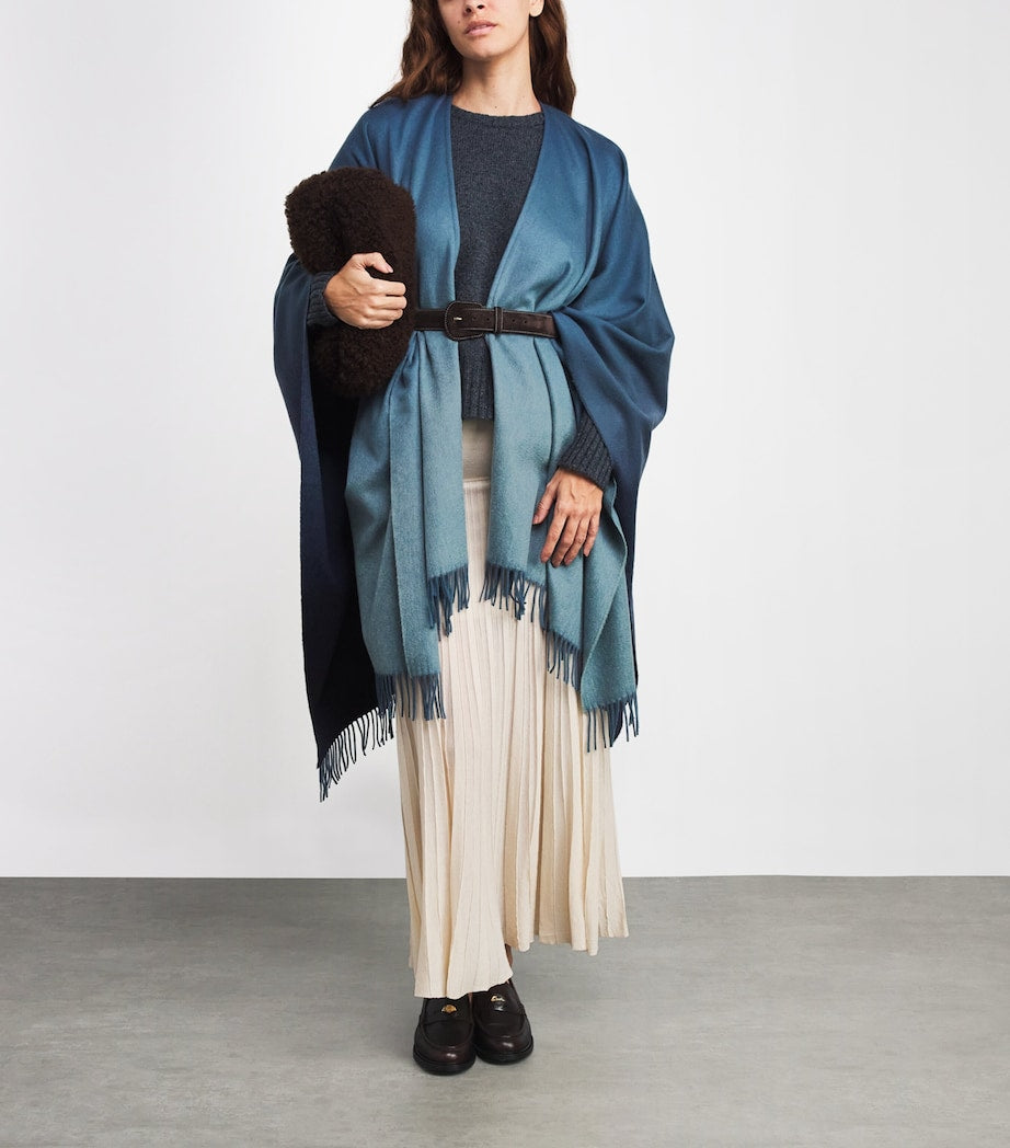 Blue Cashmere Ombré Cape