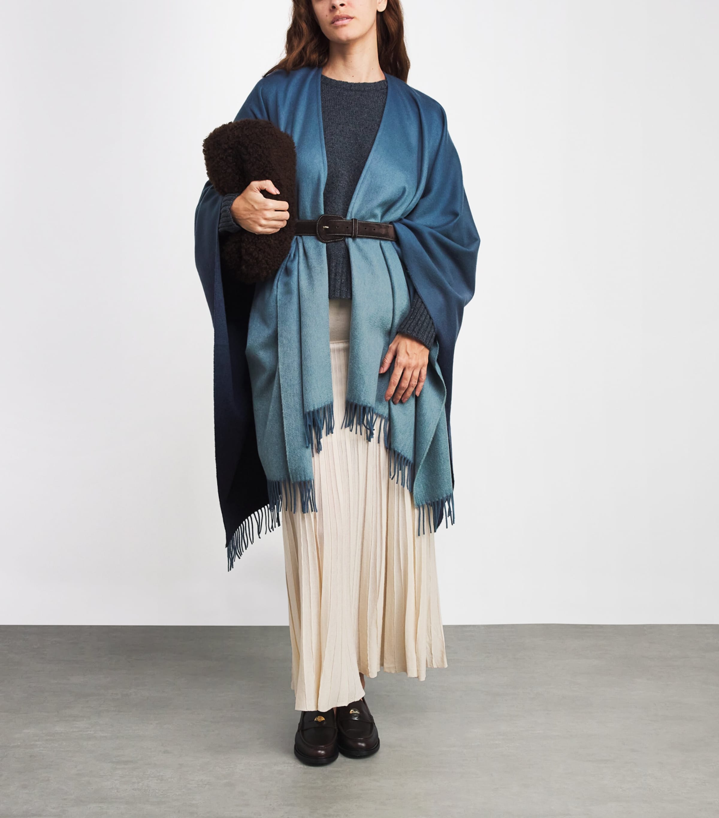 Blue Cashmere Ombré Cape