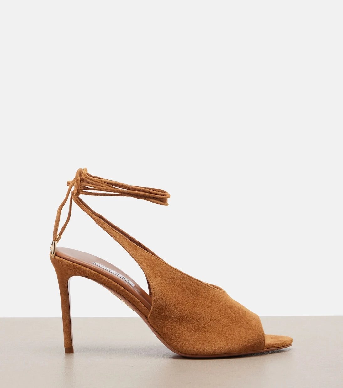 Aquazzura - Lais suede peep-toe slingback pumps