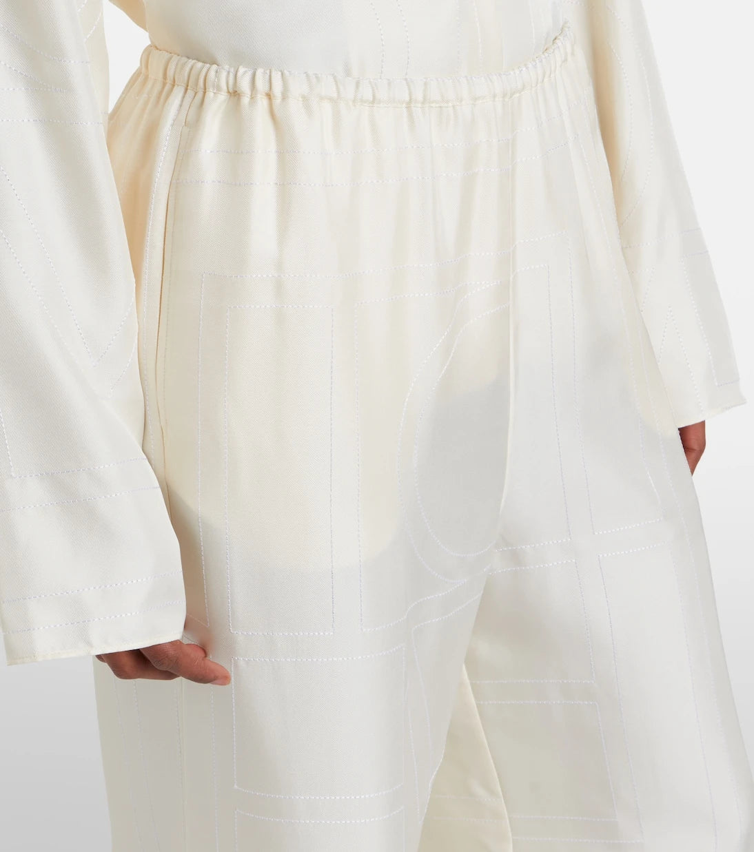 Toteme - Embroidered silk satin pajama pants