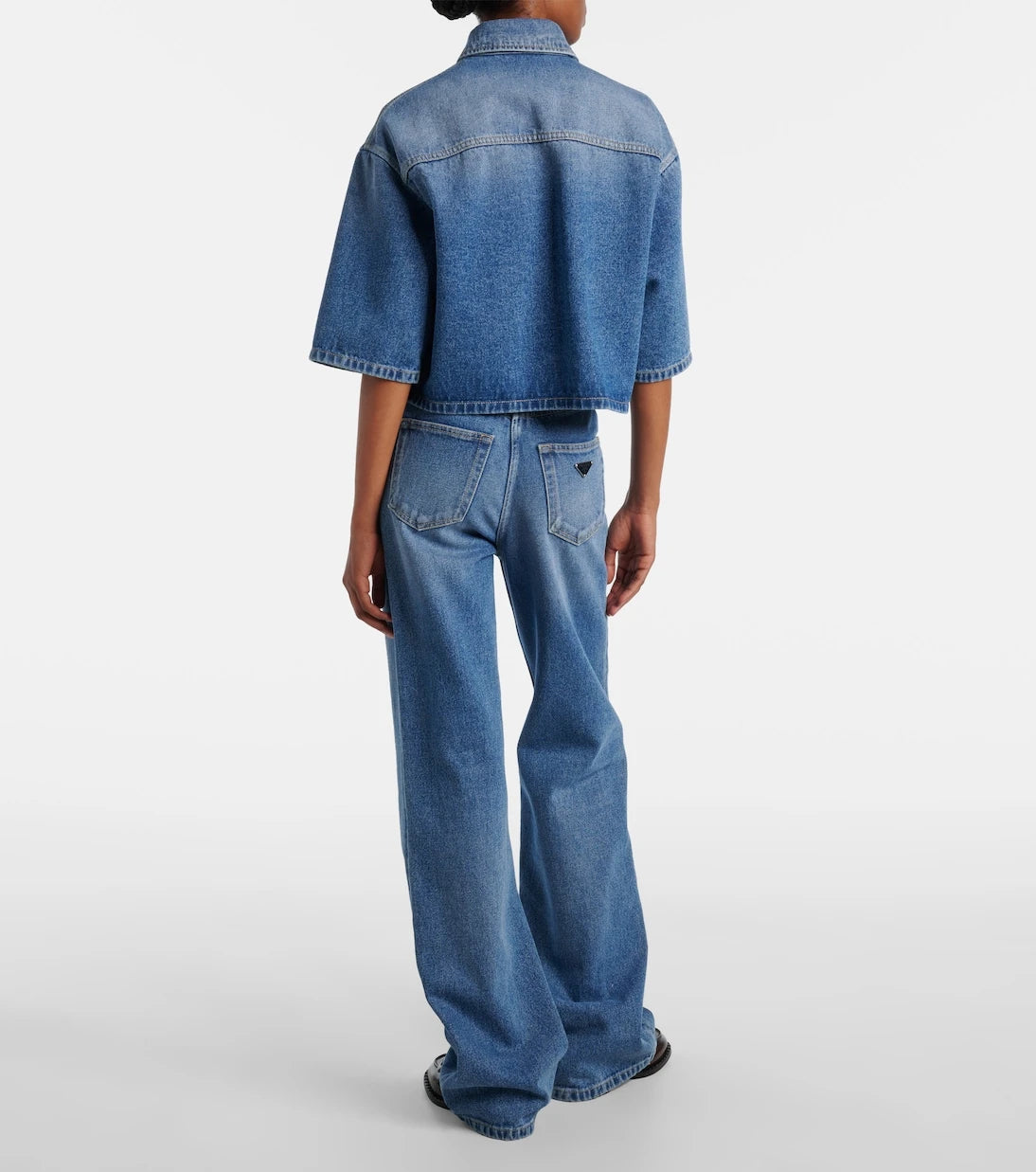Prada - Logo cropped denim shirt