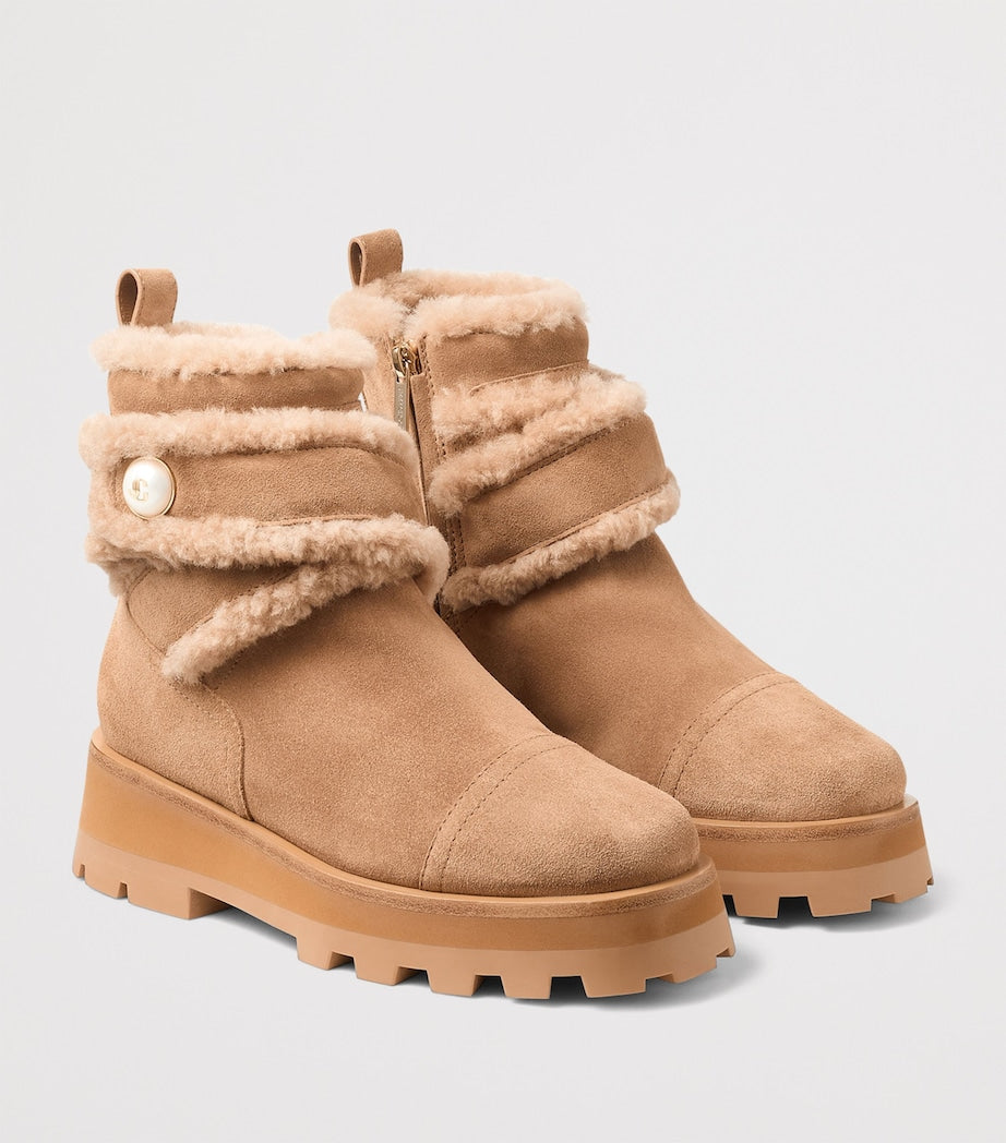Jimmy Choo Beige Meena Suede Shearling Boots