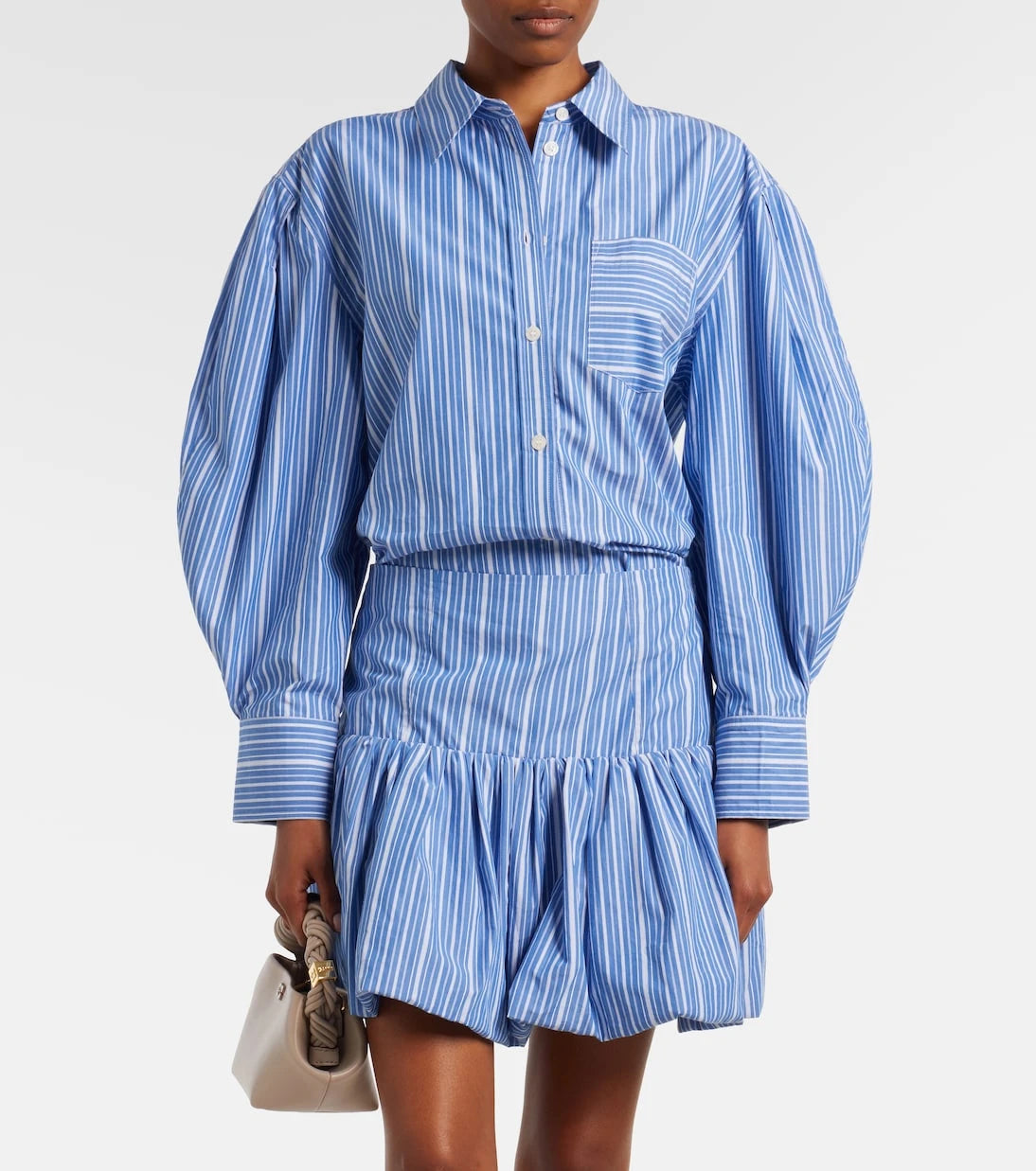 Ganni - Striped oversized cotton poplin shirt