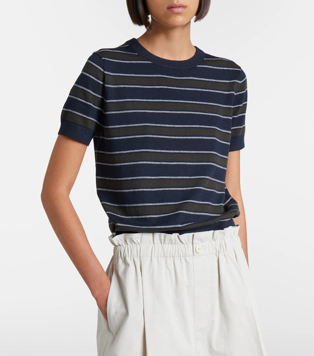 Vince - Striped cotton and cashmere sweater