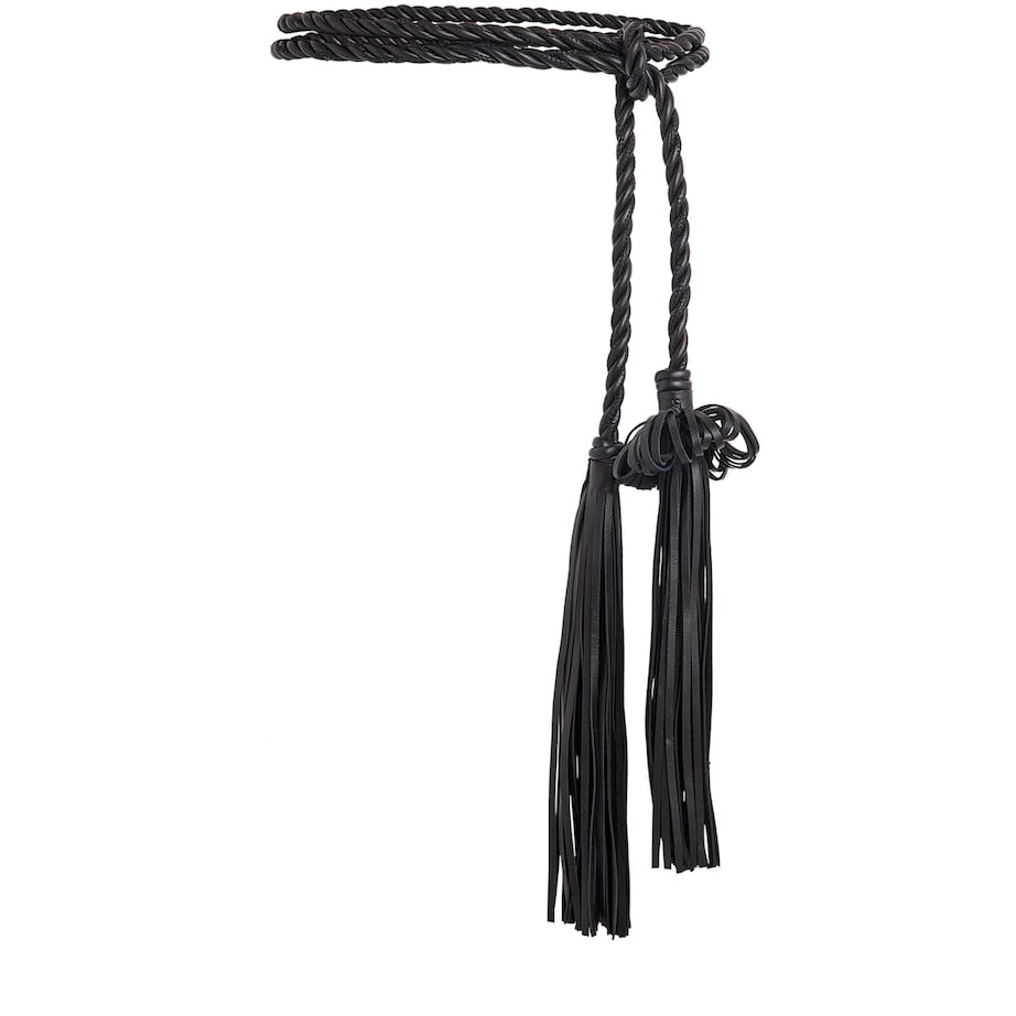 Ulla Johnson Black Leather Tassel Belt