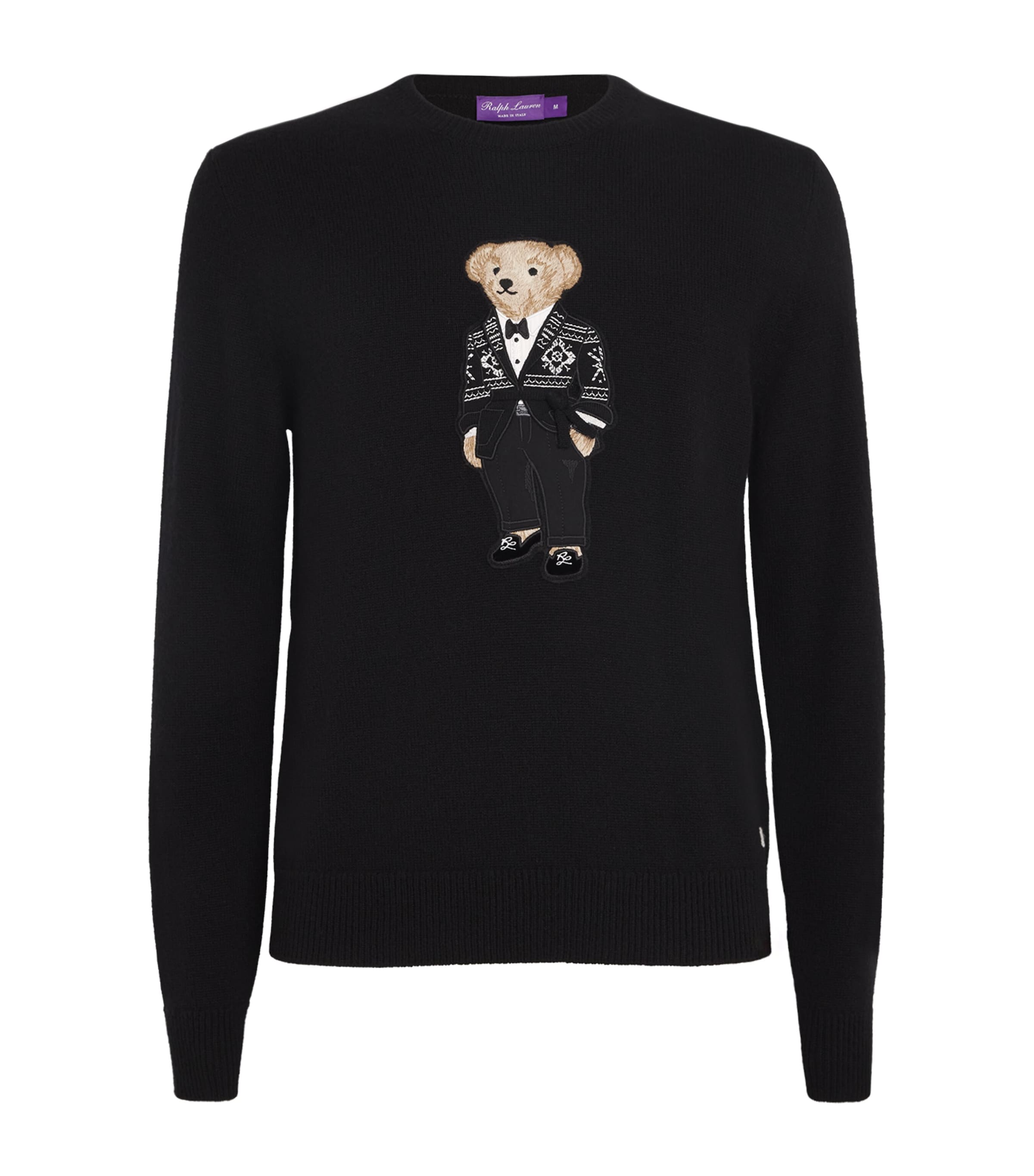 Ralph Lauren Purple Label Black Crew-Neck Polo Bear Sweater