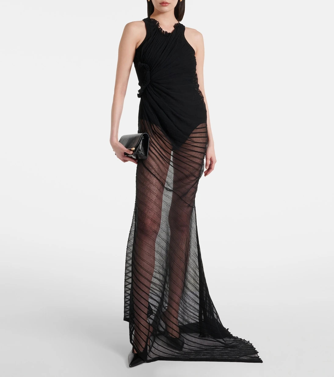 Victoria Beckham - Gathered sheer tulle maxi dress