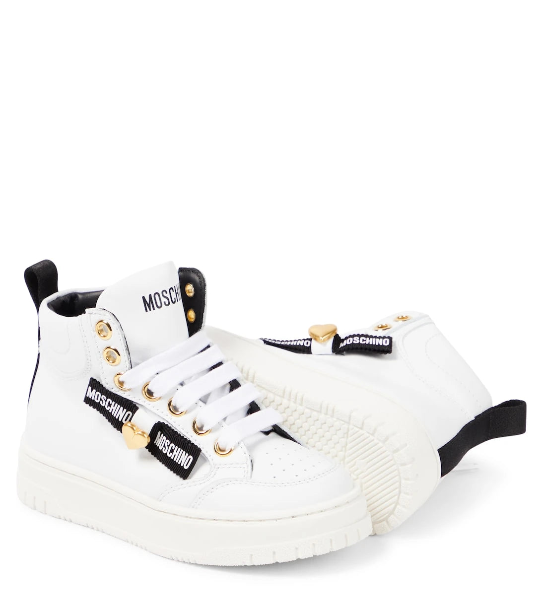 Moschino Kids - Logo leather sneakers