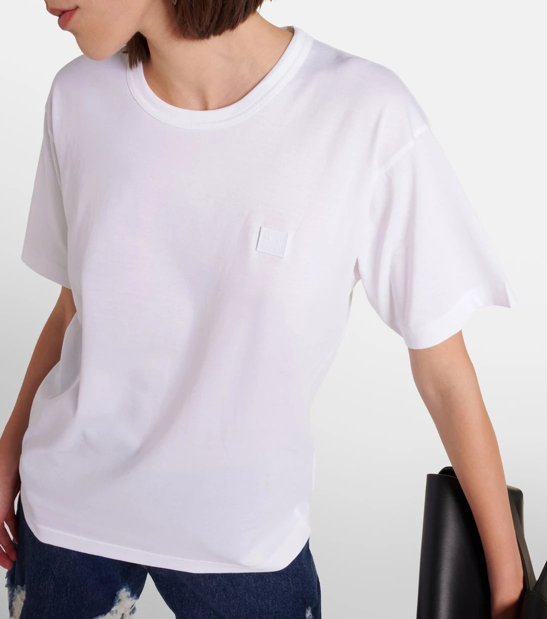 Acne Studios - تي شيرت قطني بفتحة رقبة مستديرة من مجموعة "Face"