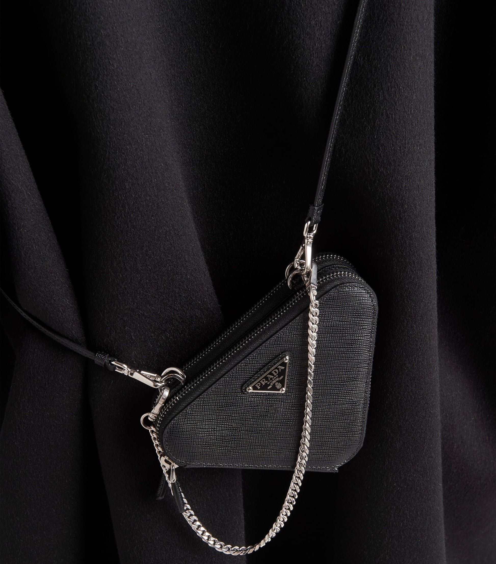 Black Mini Saffiano Leather Cross-Body Bag