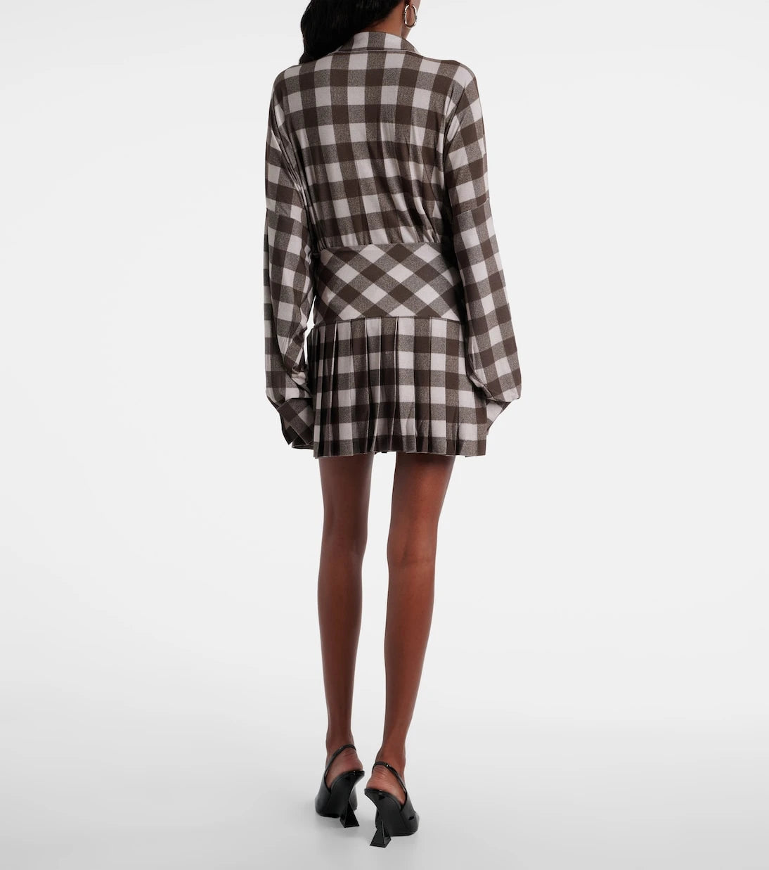Norma Kamali - Checked pleated miniskirt