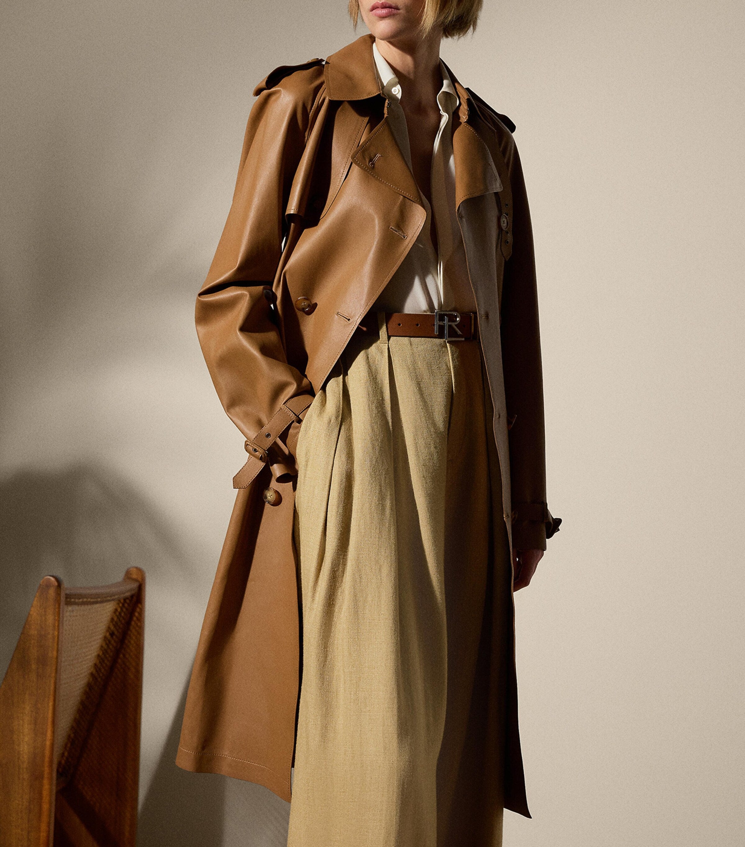 Brown Lambskin Niles Trench Coat