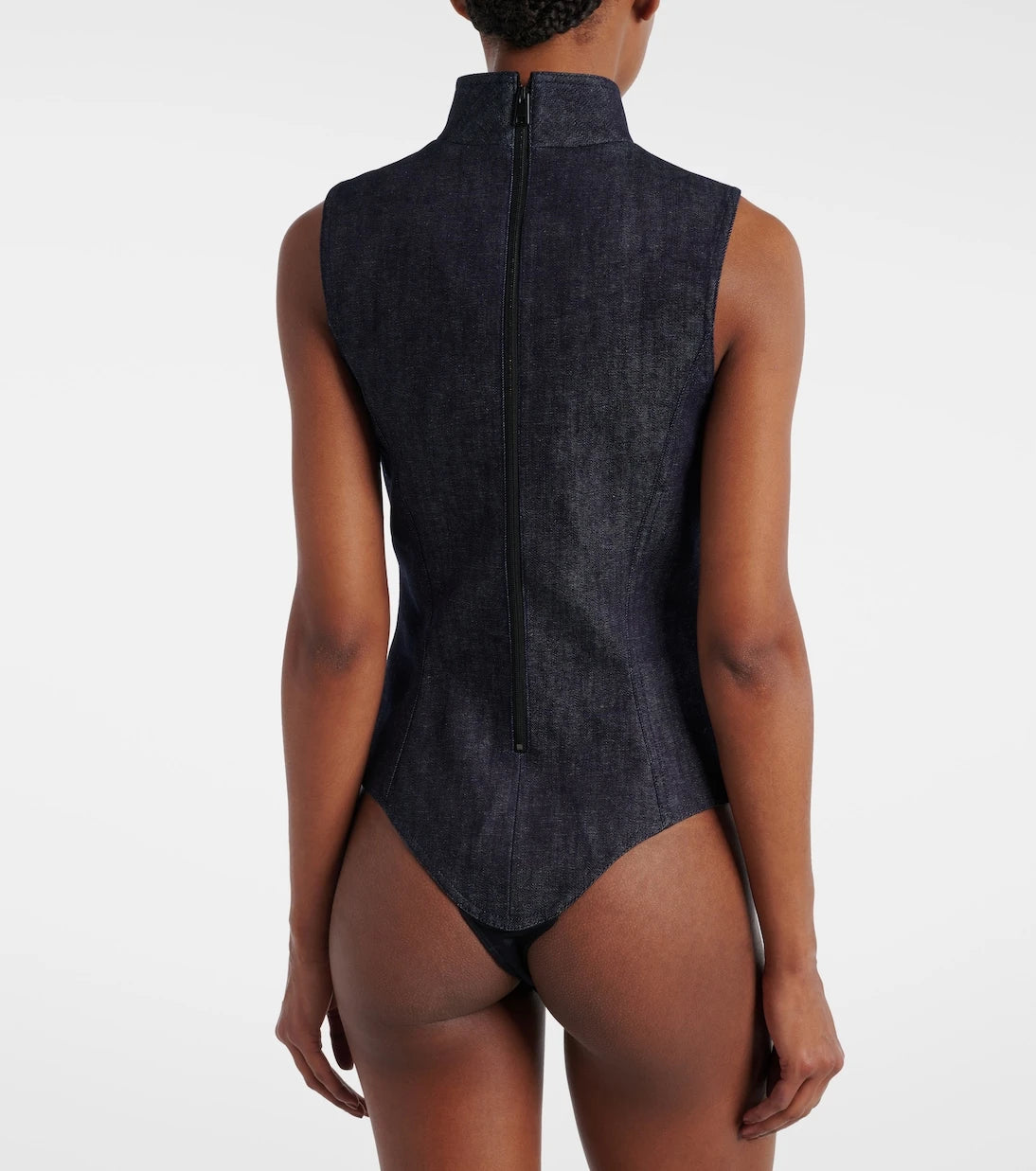 Mugler - Cutout denim bodysuit