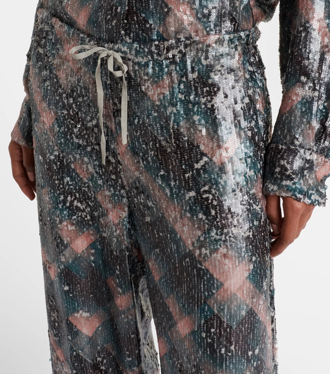 Dries Van Noten - Checked sequined palazzo pants