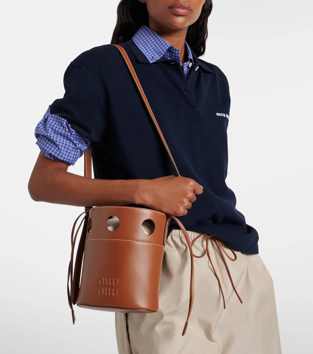 Miu Miu - Perforated leather bucket bag