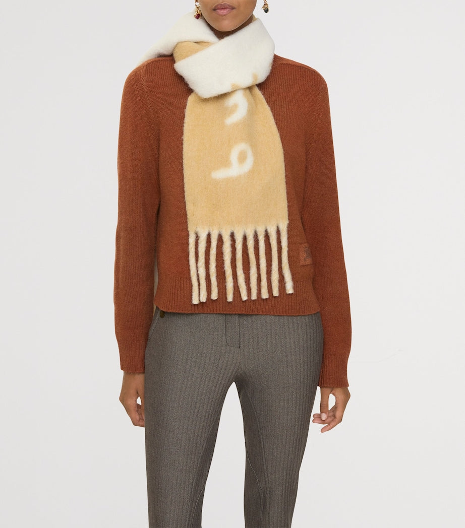 Burberry Beige Alpaca-Blend Reversible Logo Scarf