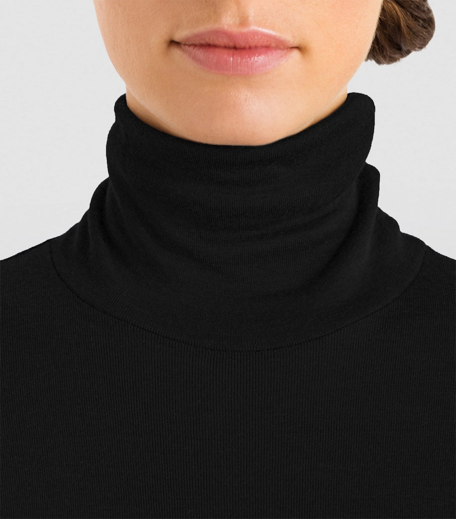 Black Silk-Cashmere Rollneck Top
