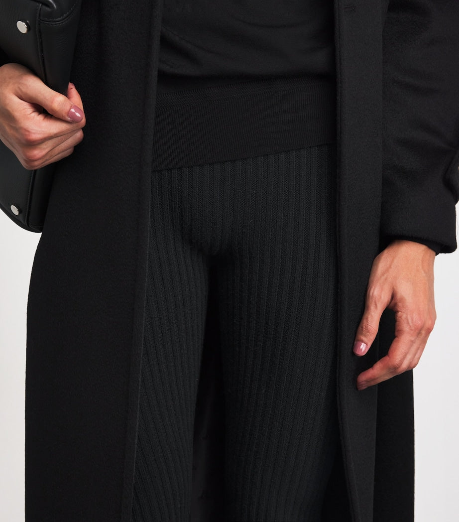 Max Mara Black Wool-Blend Rib-Knit Leggings
