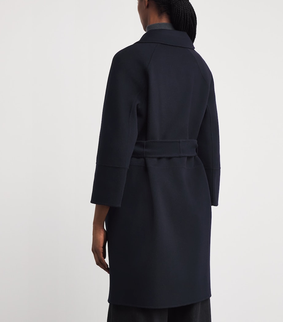 Blue Virgin Wool Short Wrap Coat