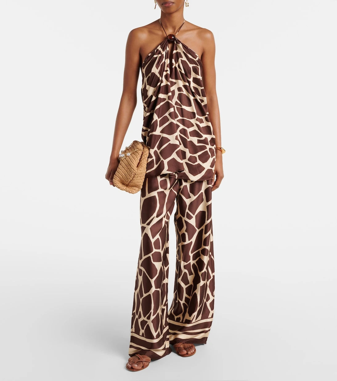 Faithfull - Jensen animal-print halterneck satin top