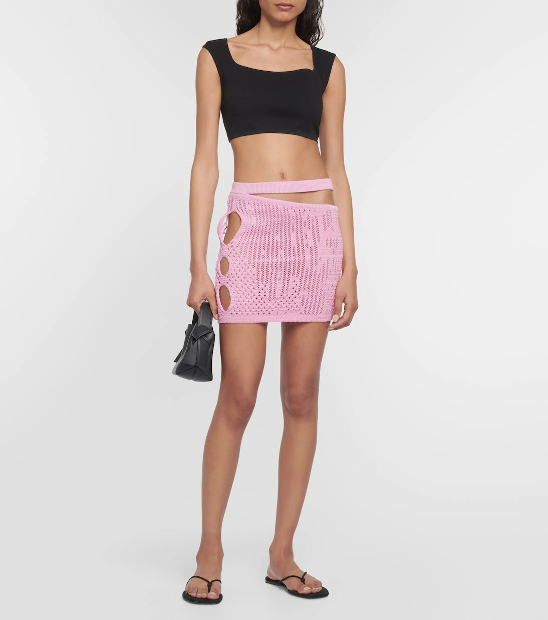 Roberta Einer - Distressed cutout cotton-blend miniskirt