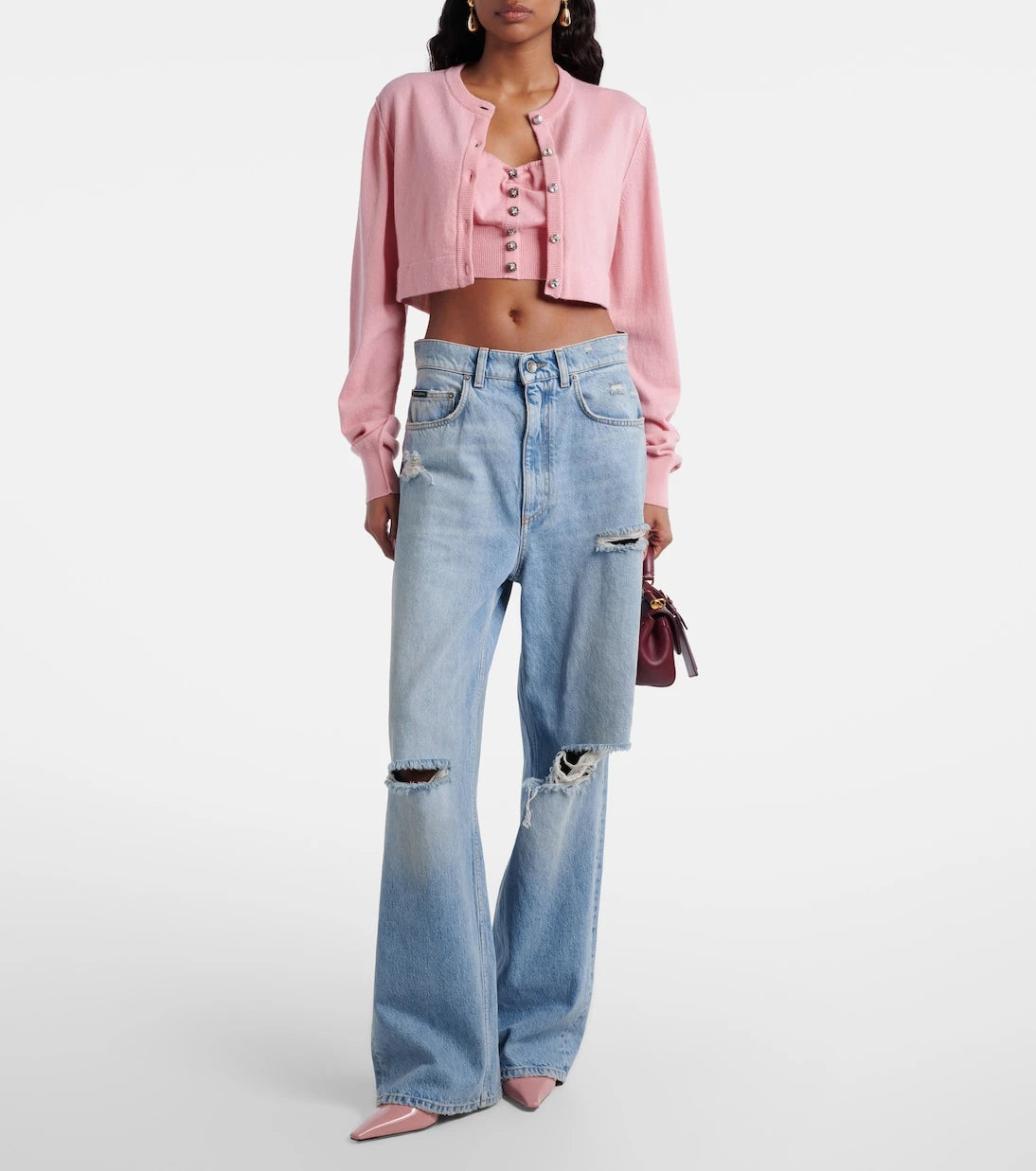 Dolce&Gabbana - Embellished cropped silk-blend crop top