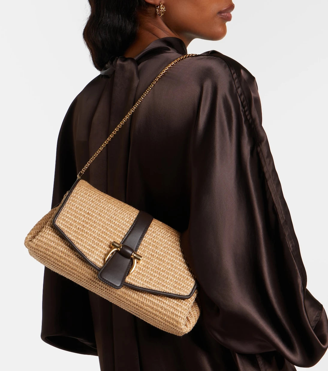 Ferragamo - Ferragamo Mia Small raffia shoulder bag